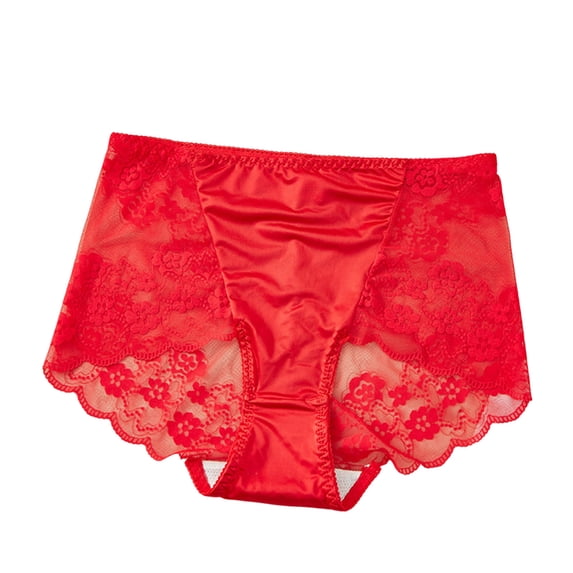 Ohufall Women's Panties Stretchy Comfortable Lace High Waist Briefs Belly In Breathable Solid Color Underpants
