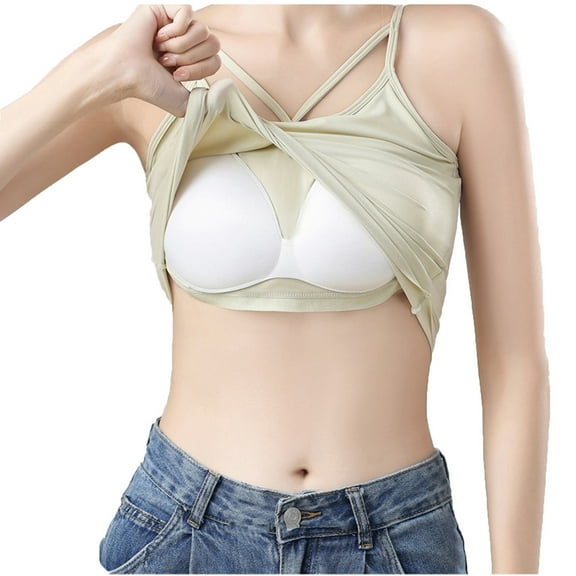 Ohufall Women's Pj Tank Tops with Built in Bra Plus Size Fashion Stretch Breathable Beauty Back Camisole Sleep Undershirt Summer Solid Comfy Sleeveless Pajamas Top
