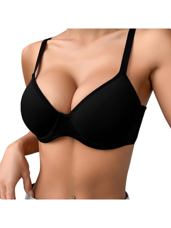 Women's Push up Bra No Underwire Seamless Bras Underwear Comfort Lightly Padded T-Shirt Bra, 32B/C-40B/C