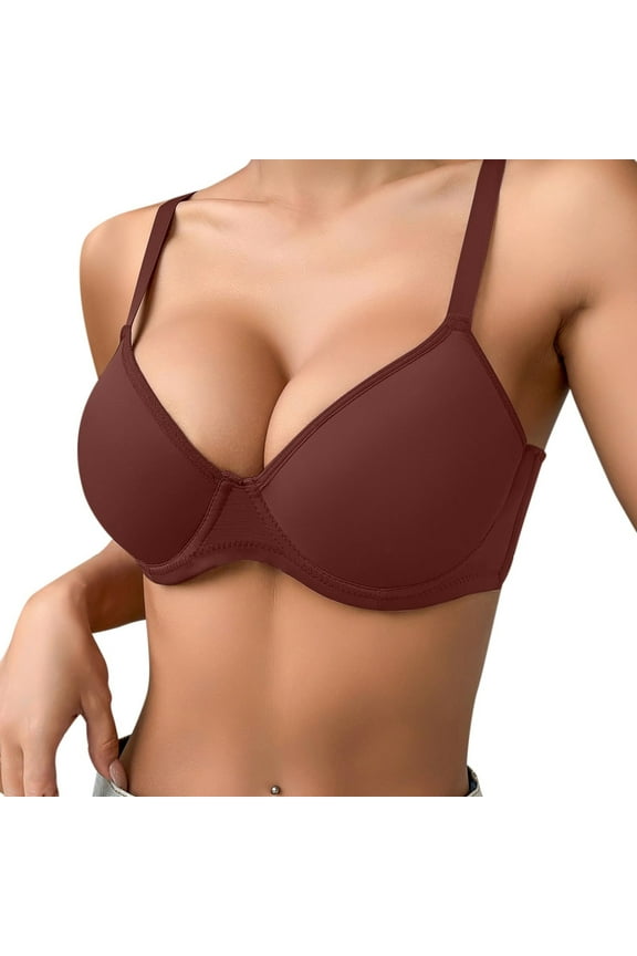 Women's Push up Bra No Underwire Seamless Bras Underwear Comfort Lightly Padded T-Shirt Bra, 32B/C-40B/C
