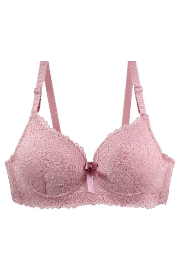 Women's Push up Lace Bra Full Coverage Plus Size Wired Support Bra Soft Breathable Comfy Everyday Underwear