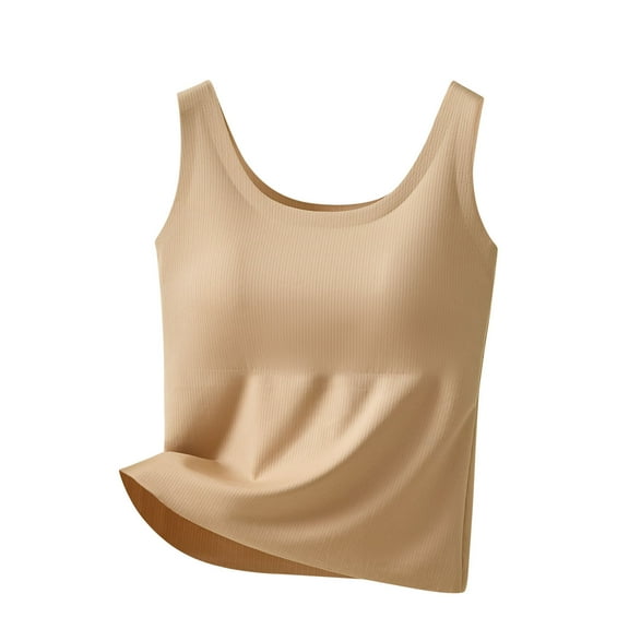 Ohufall Women's Ribbed Pajama Tank Tops with Chest Pads Plus Size Fashion Solid Casual Sleeveless Crew Neck Wide Strap Pj Shirt Soft Comfy Breathable Home Sleepshirt