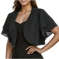thumbnail image 1 of Ohufall Women's Ruffle Short Sleeve Cardigan Tops Fashion Solid Casual Chiffon Cropped Cardigans Summer Light Breathable Open Front Bolero Sheer Shrugs, 1 of 6