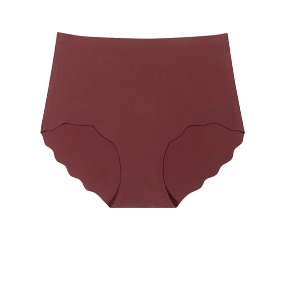 Ohufall Women's Seamless Underwear Solid Color Stretchy Comfortable Full Coverage Panty Summer Cool Breathable High Waist Tummy Control Brief
