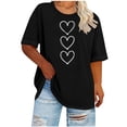 thumbnail image 1 of Ohufall Women's Short Sleeve Tops Plus Size Valentine Day T-Shirts Cute Funny Love Heart Print Pullover Shirts Casual Crew Neck Lightweight Soft Gifts Tshirts Tee, XL-5XL, 1 of 4