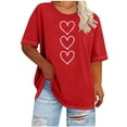 thumbnail image 1 of Ohufall Women's Short Sleeve Tops Plus Size Valentine Day T-Shirts Cute Funny Love Heart Print Pullover Shirts Casual Crew Neck Lightweight Soft Gifts Tshirts Tee, XL-5XL, 1 of 4