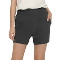 thumbnail image 1 of Ohufall Women's Shorts with Pockets Solid Color Elastic High Waisted Casual Shorts Breathable Sports Running Workout Short Pants, 1 of 6
