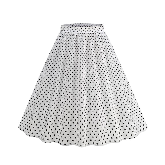 Ohufall Women's Skirt Polka Dot Loose Elastic High Waist Skirt Pleated Elegant Summer Fashion Midi Skirt