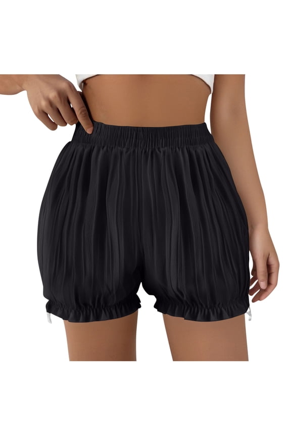 Women's Sleeping Bloomers Plus Size Solid Cute Elastic High Waist Lounge Pj Bottoms Summer Loose Comfy Ruffle Edge Home Pajama Shorts