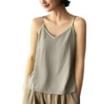 thumbnail image 1 of Ohufall Women's Spaghetti Strap Tank Tops Cotton Linen Lightweight Loose Cami Tops Solid Ultra-soft Summer Tanks, 1 of 5
