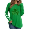thumbnail image 1 of Ohufall Women's St Patrick's Day T-Shirt Lucky Irish Long Sleeve Shamrock Graphic Tees Tops, 1 of 6