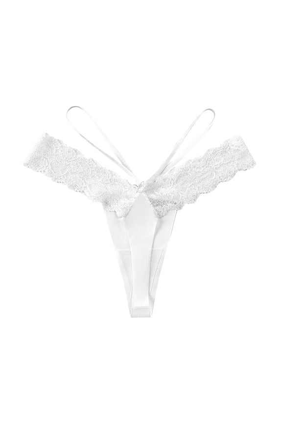 Women's Thong Lace Thin Strap Low Waist Solid Color Briefs Lightweight Breathable Seamless Panties
