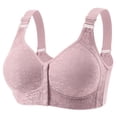 thumbnail image 1 of Ohufall Womens Bras Front Button Closure Summer Gathered Underwear No Steel Rims Thin Solid Color Everyday Bras, 1 of 2