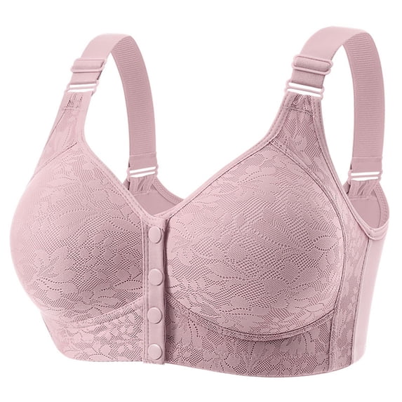 Ohufall Womens Bras Front Button Closure Summer Gathered Underwear No Steel Rims Thin Solid Color Everyday Bras