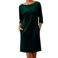 thumbnail image 1 of Ohufall Womens Casual Dresses with Pockets 3/4 Sleeve Knee Length Dresses Solid Loose Cozy Dresses, 1 of 5