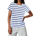 thumbnail image 1 of Ohufall Womens Casual Pullover T-shirts Lightweight Stripes Crew Neck Tops Comfortable Short Sleeve Basic Tees, 1 of 9