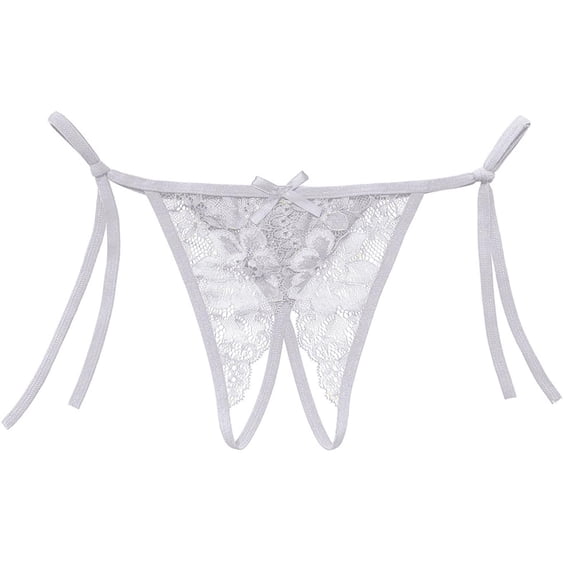 Ohufall Womens Lace Thong Low Waist Adjustable Straps Thongs Hollow Out Breathable Soft Fashion Underwear
