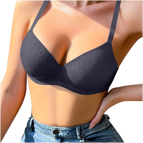 Ohufall Womens Lightly Padded Underwire T-Shirt Bra Full Coverage Supportive Bras for Comfort Daily Wear, Adjustable Spaghetti Strap