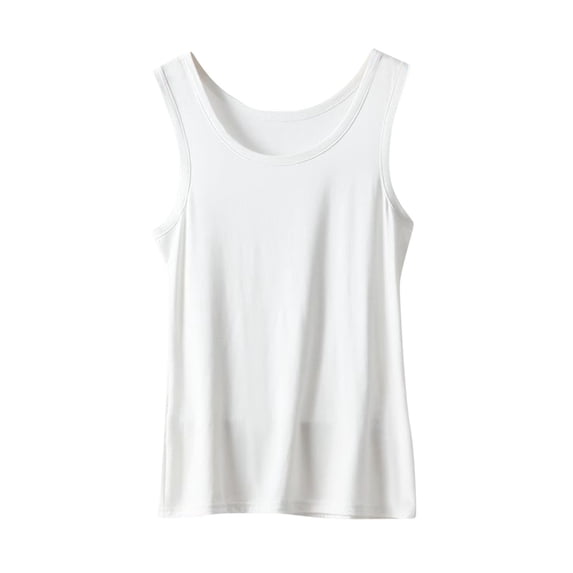 Ohufall Womens Lightweight Undershirts Soft Modal Sleeveless Tank Tops Crew Neck Solid Loose Tanks