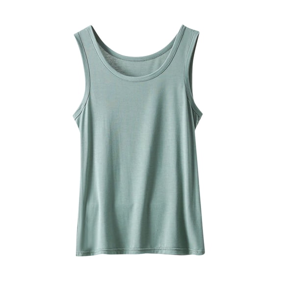 Ohufall Womens Lightweight Undershirts Soft Modal Sleeveless Tank Tops Crew Neck Solid Loose Tanks