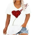 thumbnail image 1 of Ohufall Womens Love Heart T-Shirts Valentine's Day Graphic Tees Short Sleeve Plus Size Tops, 1 of 4