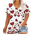 thumbnail image 1 of Ohufall Womens Love Heart T-Shirts Valentine's Day Graphic Tees Short Sleeve Plus Size Tops, 1 of 4