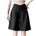 thumbnail image 1 of Ohufall Womens Maternity Shorts Summer Stretchy Loose Wide Leg Pregnancy Shorts Fashion Solid Color Casual High Wasit Shorts for Women, 1 of 2