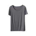 thumbnail image 1 of Ohufall Womens Modal Pj T-Shirts Classic Solid Round Neck Pajama Tops Summer Casual Light Short Sleeve Sleepwear Tees Soft Comfy Loungewear Undershirt for Women, 1 of 7