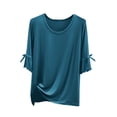 thumbnail image 1 of Ohufall Womens Modal Pj T-Shirts Solid Casual Ruffled Short Sleeve Crew Neck Pajama Tops Summer Soft Comfy Home Loungewear Sleepshirt Undershirt, 1 of 3