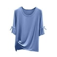 thumbnail image 1 of Ohufall Womens Modal Pj T-Shirts Solid Casual Ruffled Short Sleeve Crew Neck Pajama Tops Summer Soft Comfy Home Loungewear Sleepshirt Undershirt, 1 of 3
