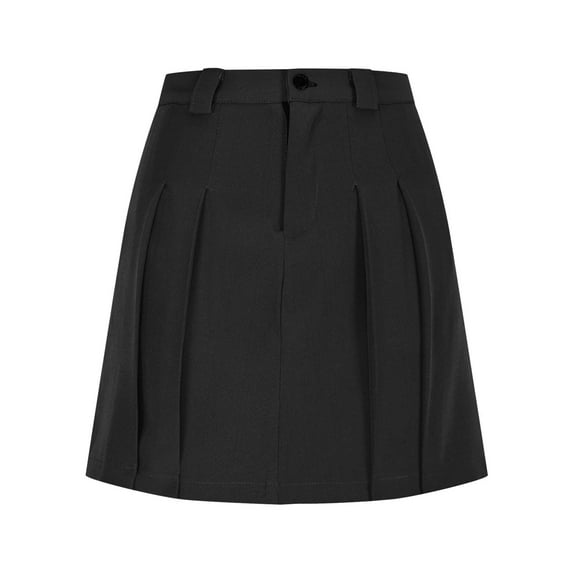 Ohufall Womens Pleated Mini Skirts with Shorts Fashion Casual High Waist School Uniform Skorts Summer Solid A-Line Athletic Tennis Skirts for Women