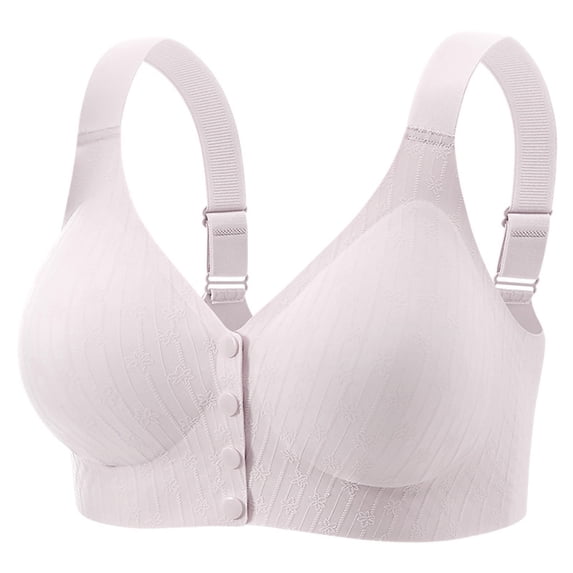 Ohufall Womens Plus Size Bra Front Closure Adjustable Wide Strap Bras Solid Color Comfortable Push Up Daily Underwear