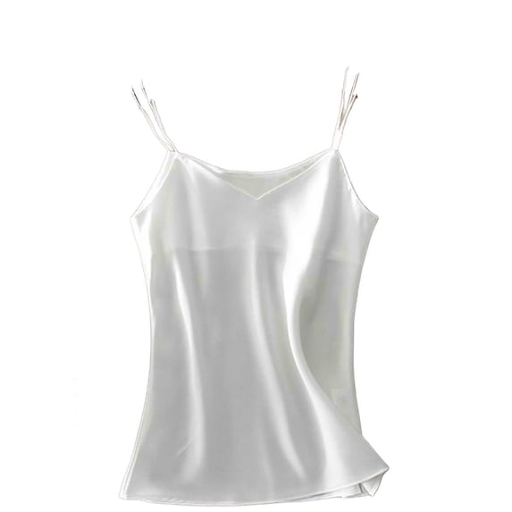 Ohufall Womens Plus Size Cami Tops Trendy Satin Spaghetti Strap Tops Summer Solid Sleeveless Tank Tops