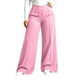 thumbnail image 1 of Ohufall Womens Plus Size Wide Leg Yoga Pants with Elastic Waist, Solid Color Casual Loose Fit Trousers, 1 of 5