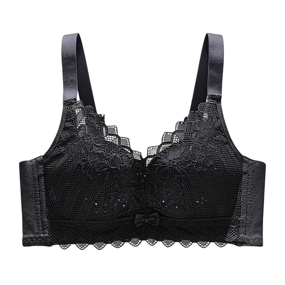 Ohufall Womens Push Up Bras Wireless with Lace Detail Bra Breathable Seamless Fit Everyday Underwear