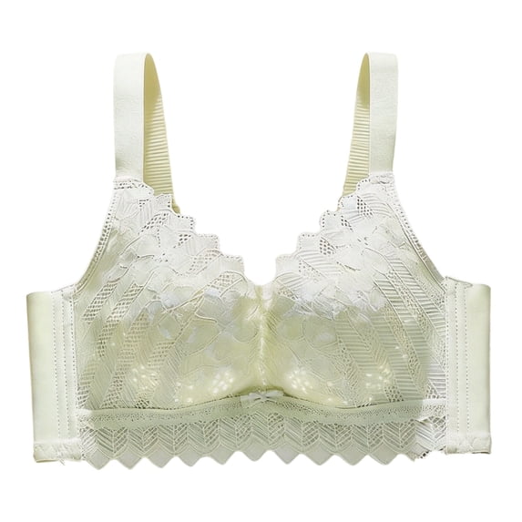 Ohufall Womens Push Up Bras Wireless with Lace Detail Bra Breathable Seamless Fit Everyday Underwear