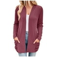 thumbnail image 1 of Ohufall Womens Ribbed Cardigan Sweaters Loose Fit Comfy Short Sleeve Cover Up Fashion Solid Causal Open Front Bolero Shrugs with Pokckets, 1 of 4