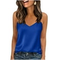 thumbnail image 1 of Ohufall Womens Satin Cami Tops Loose Adjustable Spaghetti Strap Tank Tops Sleeveless Solid Soft Tanks, 1 of 8