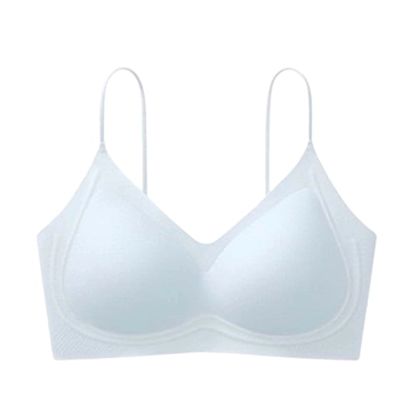 Ohufall Womens Seamless Bra with Thin Strap V Neck Bra Comfort Daily Underwear