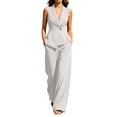 thumbnail image 1 of Ohufall Womens Set Turndown Collar Button Short Sleeve Top with Solid Straight Leg Pant Two Pieces Sets, 1 of 7
