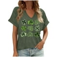 thumbnail image 1 of Ohufall Womens Short Sleeve St. Patricks Day Tops Cute Shamrock Printed Tee Shirts V Neck Casual Tunic Tops for Women, 1 of 4