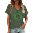 thumbnail image 1 of Ohufall Womens Short Sleeve St. Patricks Day Tops Cute Shamrock Printed Tee Shirts V Neck Casual Tunic Tops for Women, 1 of 4