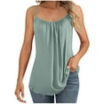 thumbnail image 1 of Ohufall Womens Silky Satin Pajama Tops Solid Loose Pleated Cami Pj Shirt Summer Soft Comfy Sleeveless Spaghetti Strap Sleepwear Camisole Undershirt, 1 of 7