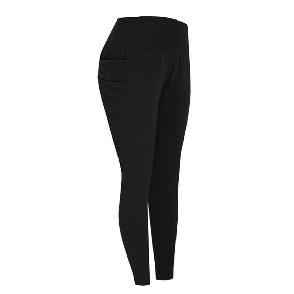 Ohufall Womens Stretch High Waisted Yoga Pants Fashionable Slim Fit Hip Lift Tummy Control Bottom Pant Solid Casual Gym Workout Leggings with Two Pockets