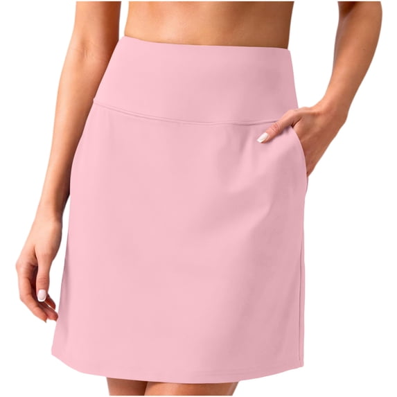 Ohufall Womens Summer Mini Skirt Solid Color High Waist Short Skirt Elastic Waist A-Line Casual Skirt for Daily Wear