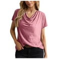 thumbnail image 1 of Ohufall Womens Tops! Women's Summer Fashion V-neck Plain Casual Loose Short-sleeved Top Short-sleeved V-neck Top/shirt Blouse, 1 of 6
