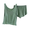 thumbnail image 1 of Ohufall Womens Two Piece Modal Pajama Sets Summer Solid Sleeveless Crew Neck Tank Tops with Elastic Waist Shorts Ladies Soft Loose Home Lounge Sets, 1 of 4