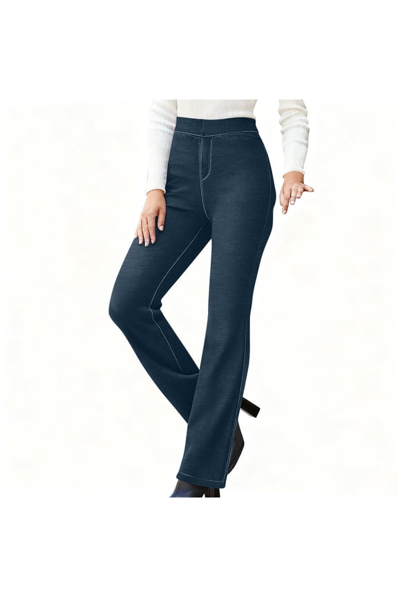 Womens Wide Leg Jeans Trendy Baggy Stretchy High Rise Fake Denim Pants Casual Baggy Trousers