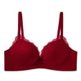 thumbnail image 1 of Ohufall Womens Wirefree Bras Solid Color Lace Trim Deep V Bra Fine Strap Fashion Everyday Underwear, 1 of 4