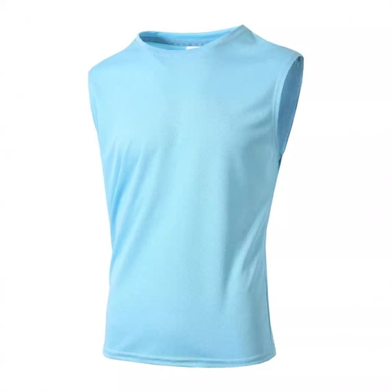 Ohufall Workout Sleeveless T-shirts for Men Stretch Breathable Crew Neck Tanks Solid Comfortable Fitness Athletic Tank Tops
